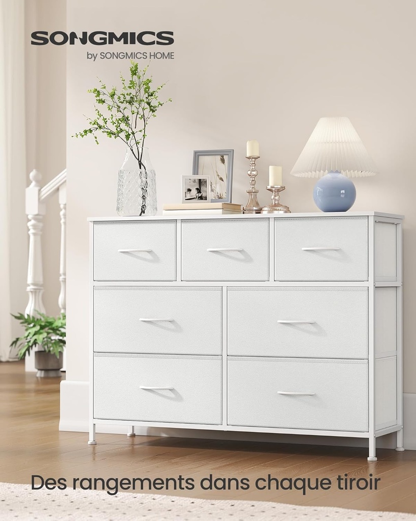 SONGMICS BELLAH Collection - Commode, Meuble de Rangement pour Chambre, Couloir, Entrée, Salon, Cadre en Acier, 7 Tiroirs, Style Moderne