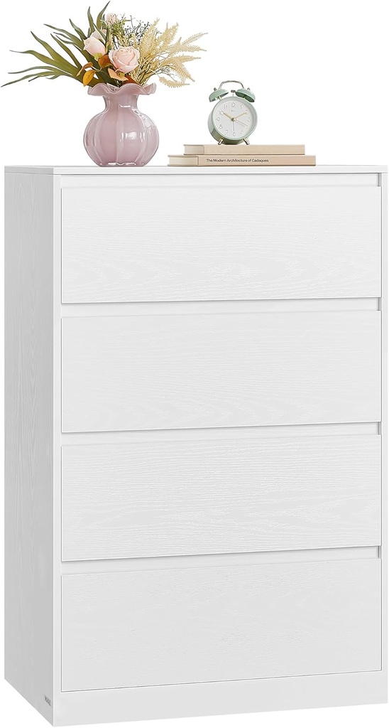VASAGLE Kailyn Collection - Commode Chambre 4 Tiroirs, Armoire de Rangement, Meuble à Vêtements
